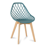 Hollow Out PP Material Dining Chair with Wood Legs