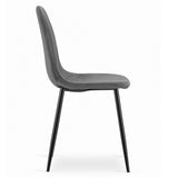 Dark Grey Velvet Dining Chair With Metal Feet