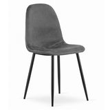 Dark Grey Velvet Dining Chair With Metal Feet