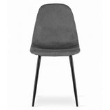 Dark Grey Velvet Dining Chair With Metal Feet