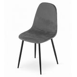 Dark Grey Velvet Dining Chair With Metal Feet