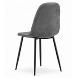 Dark Grey Velvet Dining Chair With Metal Feet