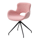 Pink Boucle Swivel Dining Chair