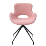 Pink Boucle Swivel Dining Chair