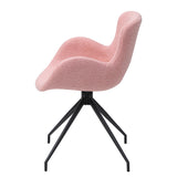 Pink Boucle Swivel Dining Chair