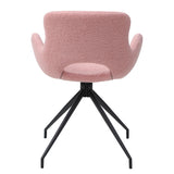 Pink Boucle Swivel Dining Chair